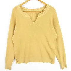 チャオパニック ティピー CIAOPANIC TYPY ニット セーター キーネック 長袖 レーヨン ONE マスタード kz11810