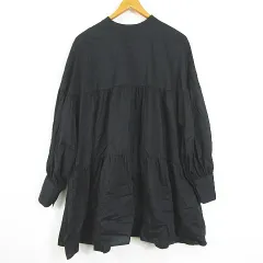 ローリーズファーム LOWRYS FARM ティアード ブラウス チュニック ワンピース Aライン 長袖 綿 F ブラック kz12159