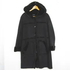 ワンウェイ one way ムートン風 ロング コート ストレッチ M ブラック kz13242