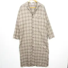 ギャルリーヴィー GALERIE VIE トゥモローランド シャツ ワンピース ロング丈 長袖 カットオフ コットン 36 ブラウン チェック kz11450