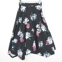 オゾック OZOC ラップ風 ロング スカート 38 ブラック 花柄 kz13193
