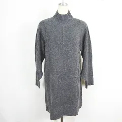 センスオブプレイス バイ アーバンリサーチ Sense of Place by Urban Research ニット ワンピース チュニック 長袖 膝丈 ハイネック ストレッチ Short グレー リブ編み kz13283 