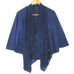 ダイアグラム グレースコンチネンタル Diagram GRACE CONTINENTAL カーディガン 七分袖 レーヨン 36 ネイビー レース kz11994