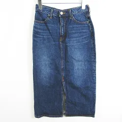 アズールバイマウジー AZUL by moussy デニム タイト スカート ロング丈 スリット M ネイビー kz12860
