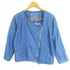 ミスティウーマン mysty woman デニム ライダース ジャケット ジップアップ 長袖 M ライトブルー kz13301