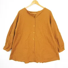 スタディオクリップ Studio Clip ブラウス 長袖 綿 F ライトブラウン 総柄 kz13415