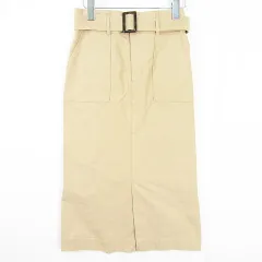 ビス ViS タイト ロング スカート ベルト付き スリット 綿 S ベージュ kz13509