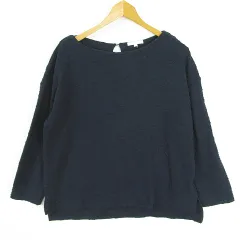 スタディオクリップ Studio Clip ブラウス カットソー 長袖 ストレッチ レーヨン L ネイビー 総柄 kz13718