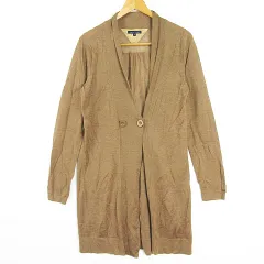 トミーヒルフィガー TOMMY HILFIGER ロング ニット カーディガン 長袖 テンセル カシミヤ M ブラウン kz13781