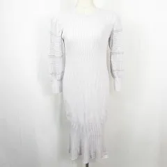 プロポーション ボディドレッシング PROPORTION BODY DRESSING リブ ニット ワンピース ロング丈 レーヨン M ライトグレー 透かし編み kz13312