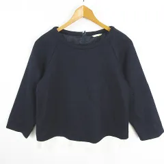 ビームスハート BEAMS HEART レイヤード風 カットソー ブラウス 長袖 毛 ネイビー kz13804