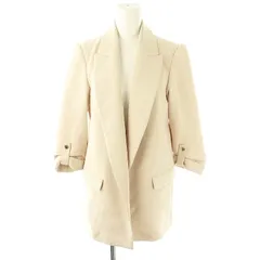 ザラ ZARA ロールアップ 七分袖 テーラードジャケット ボタンレス XS ベージュ /ES ■OS