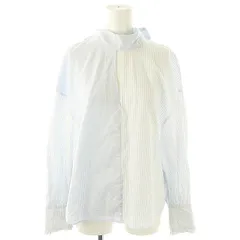 ザラ ZARA リボンデザインストライプ柄ブラウス 長袖 XS ライトブルー /HK ■OS ■SH