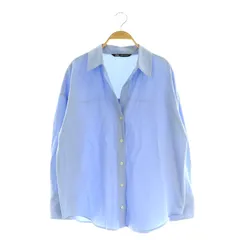 ザラ ZARA オーバーサイズシャツ オープンカラー 長袖 USA S ブルー /MY ■OS