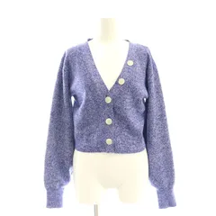 ページボーイ PAGE BOY ニットカーディガン バルーンスリーブ Vネック F 青 白 /CX ■OS ■GY139 ■AX