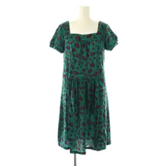 スナオクワハラ sunao kuwahara ウールフラワー半袖ワンピース ひざ丈 M グリーン /DF ■OS ■SH