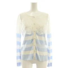 スーパービューティ SuperBeauty ボーダースパンコールレースカーディガン 40 ライトブルー オフホワイト /DO ■OS