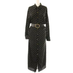 ザラ ZARA ドットワンピース 長袖 ロング XS 黒 /NR ■OS