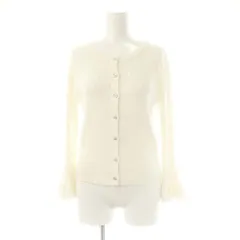 エムプルミエ ブラック M-Premier BLACK リブニットカーディガン クルーネック 七分袖 36 白 ホワイト /AT ■OS