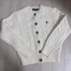 ポロラルフローレン アイボリー ケーブル編み カーディガン