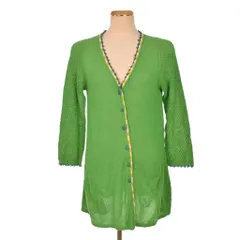 ホコモモラ JOCOMOMOLA リネン混 カーディガン 長袖 40 緑 グリーン ■FY