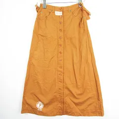 ピンクハウス PINK HOUSE ロング フレア スカート 綿 オレンジ ロゴ ヴィンテージ kz13327