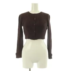 トッカ TOCCA 18AW シルク カーディガン リブニット 長袖 フリル ショート丈 XS ブラウン /MY ■OS