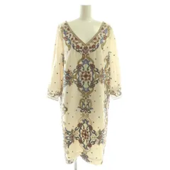 ダイアグラム グレースコンチネンタル Diagram GRACE CONTINENTAL マルチカラー刺繍カフタンワンピース ミニ 七分袖 38 アイボリー /AT ■OS