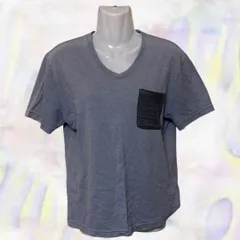 a.v.v HOMME　アーベーベオム　Tシャツ　ブルー　メンズ　ポケット　半袖　Vネック　Mサイズ　ニュアンスカラー　シック　シンプル