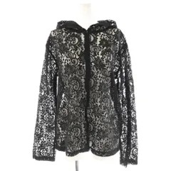 B&Y ユナイテッドアローズ BEAUTY&YOUTH ビューティー&ユース 25SS レース ハーフジップ フーディー パーカー カットソー ブラック /ES ■OS