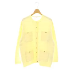 自由区 オンワード樫山 24SS テクスチャーコットンブレンドニット ノーカラージャケット 38 イエロー /DF ■OS