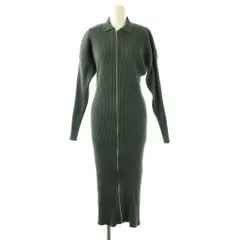 スナイデル SNIDEL Sustainableフロントジップニットワンピース 長袖 ロング リブ F グリーン /NR ■OS