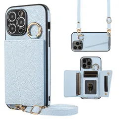 iPhone 11 Pro 用の ケース 手帳型 肩掛け アイフォン11 PRO 用の ショルダー スマホケース iPhone11pro 用の カバー PUレザー 首掛け 斜めかけ マグネット式 ICカード収納 鏡付き 写真入りポケット 調節可能な 携帯ケース