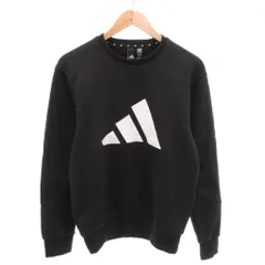 アディダス adidas スウェットシャツ トレーナー 裏起毛 ラウンドネック ロゴプリント S 黒 ブラック H21559 /YJ ■GY06