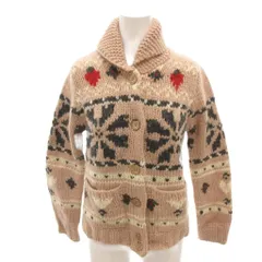 アースミュージック&エコロジー EARTH MUSIC & ECOLOGY ニットジャケット  ウール M ベージュ ショールカラー 長袖 総柄 18124D72000 /HW ■GY58
