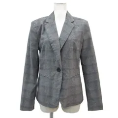 ザラ ZARA ブレザー テーラードジャケット M 6 グレー シングルボタン 総裏地 グレンチェック柄 ミドル丈 /YS27 ■GY61