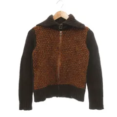マカフィー MACPHEE トゥモローランド カーディガン ニットジャケット ジップアップ バイカラー リブ ベルト装飾 長袖 茶 ブラウン /NU ■GY60