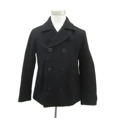 リズムオブライフ RHYTHM OF LIFE ピーコート Pコート ショート丈 黒 ブラック ダブルブレスト /SY28 ■GY58