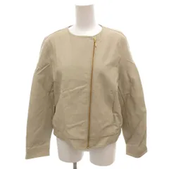 グローブ grove 美品 ノーカラージャケット ライダース ブルゾン M ベージュ フェイクレザー 768-48021 /HW ■GY58