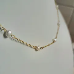 パール風　ネックレス　ステンレス　レディース