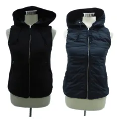 プラステ PLST ダウンベスト ミドル丈 リバーシブル 0 XS 紺 ネイビー フード付き /HO34 ■GY61