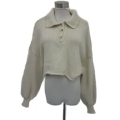 ザラ ZARA ニット セーター オーバーサイズ M オフホワイト ポロカラー 長袖 ショート丈 /YS2 ■GY58