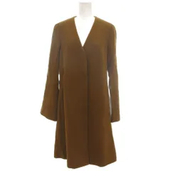 クミキョク 組曲 KUMIKYOKU ノーカラーコート ロング Vネック ウール アンゴラ混 2 茶 ブラウン 無地 /KR ■GY61