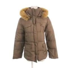 メイソングレイ MAYSON GREY ダウンジャケット 2 茶 ブラウン フォックスファー付きフード 長袖 フラップポケット /AH23 ■GY58