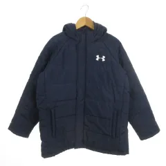 アンダーアーマー UNDER ARMOUR コート ジップアップ YXL 160cm 紺 ネイビー フード付 ロゴ /MN16 ■GY61