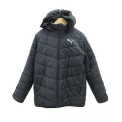 プーマ PUMA 中綿ジャケット 160 黒 ブラック スタンドカラー フード付き 2way ジップアップ ミドル丈 /YS2 ■GY58 男の子