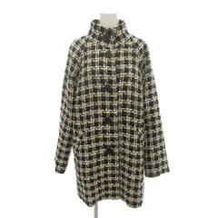 美品 セニノン Seninon スタンドカラーコート 1 黒 ブラック チェック柄 ミドル丈 長袖 1180 106304181 /HW ■GY59