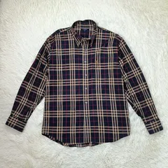 BURBERRY LONDON バーバリー ロンドン 長袖シャツ ノバチェック M メンズ ブラック系 黒 ブランド 中古 90s 古着 ヴィンテージ