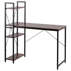 【オフィスチェア+パソコンデスク セット】パソコンデスク ラック付き 調整可能 デスク ワークデスク 木製 学習デスク