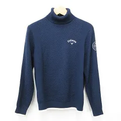 キャロウェイ CALLAWAY ゴルフ スポーツウエア ニット セーター タートルネック 長袖 紺 白 ネイビー ホワイト L